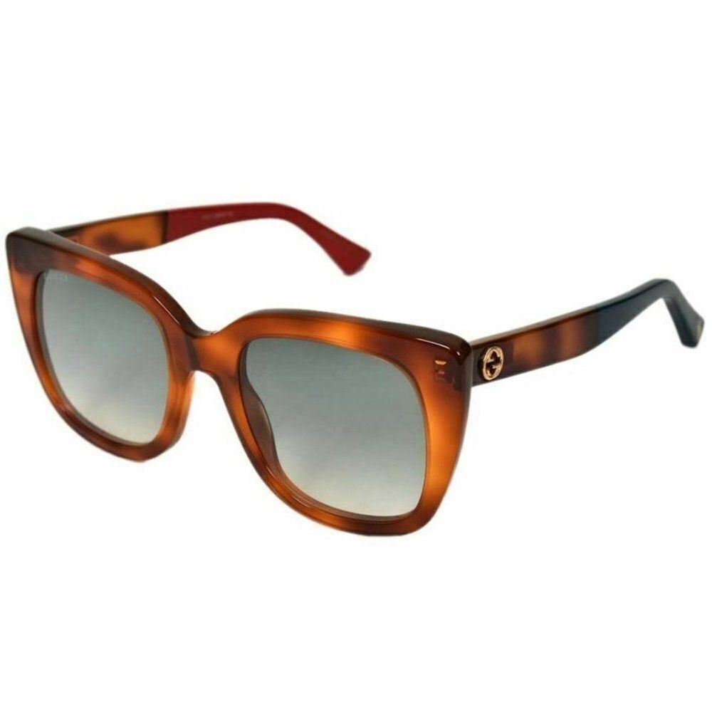 Gucci Havana Frame & Grey Gradient Lens Women's Cat Eye Sunglasses